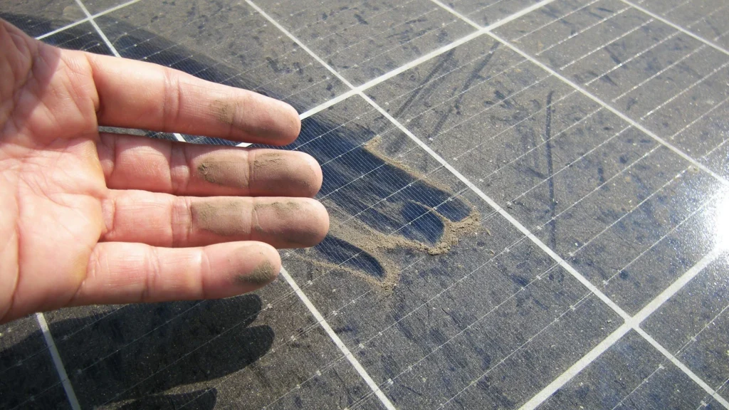 dirt on a solar panel
